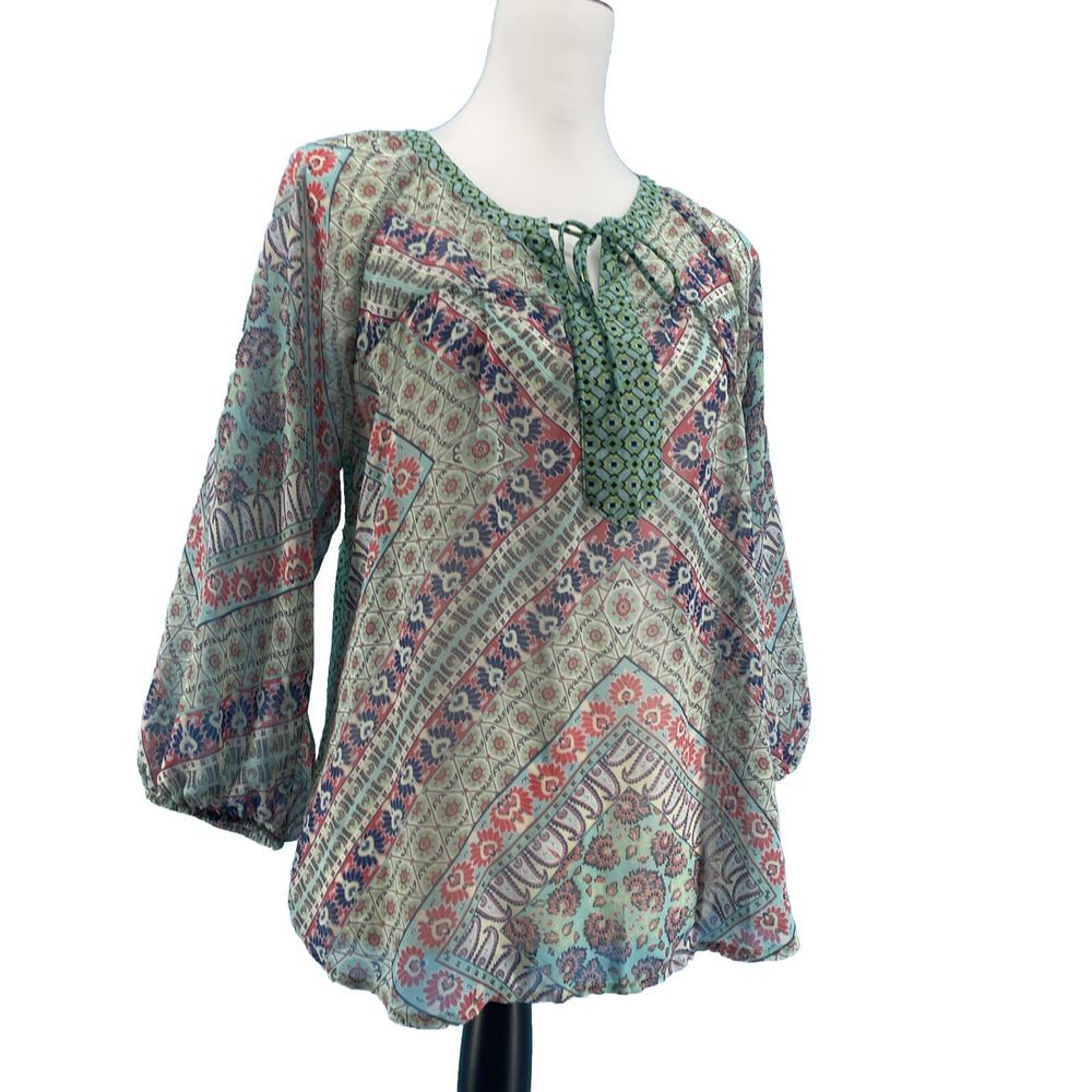 Boho Top Women's Small Lace Sheer Floral Patchwork Fairy Flowy Artsy Festival